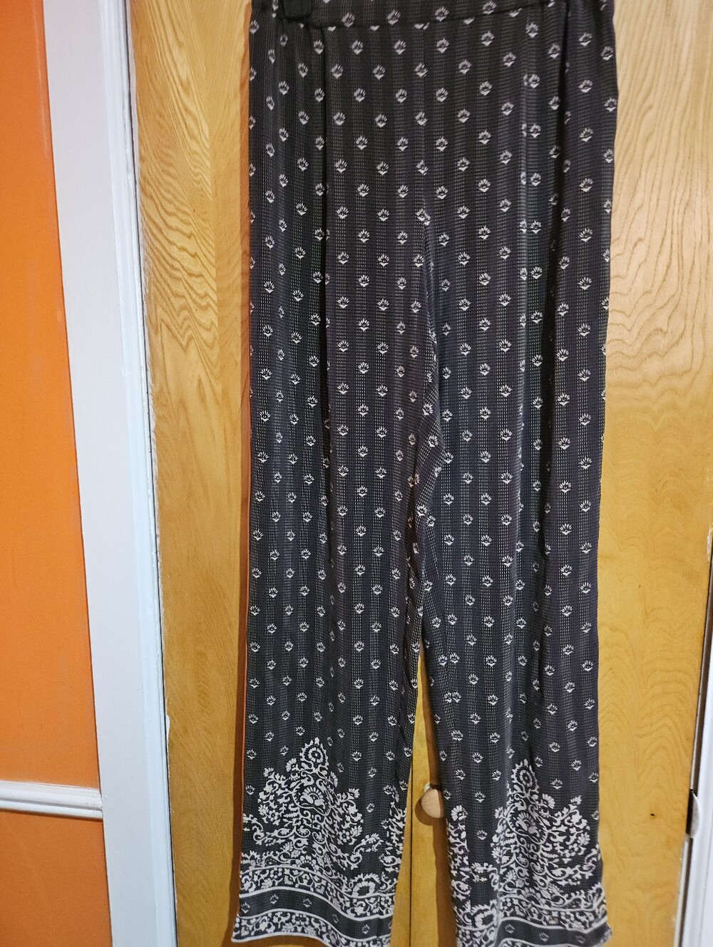 La Boheme.Black Wide-Leg Patterned Lounge Pants